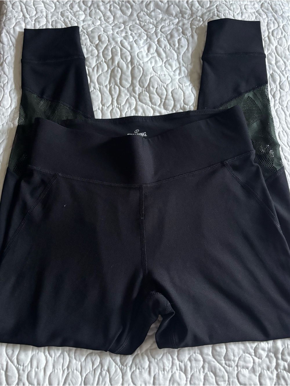 Spalding Black Leggings with Sheer Mesh Side Panels